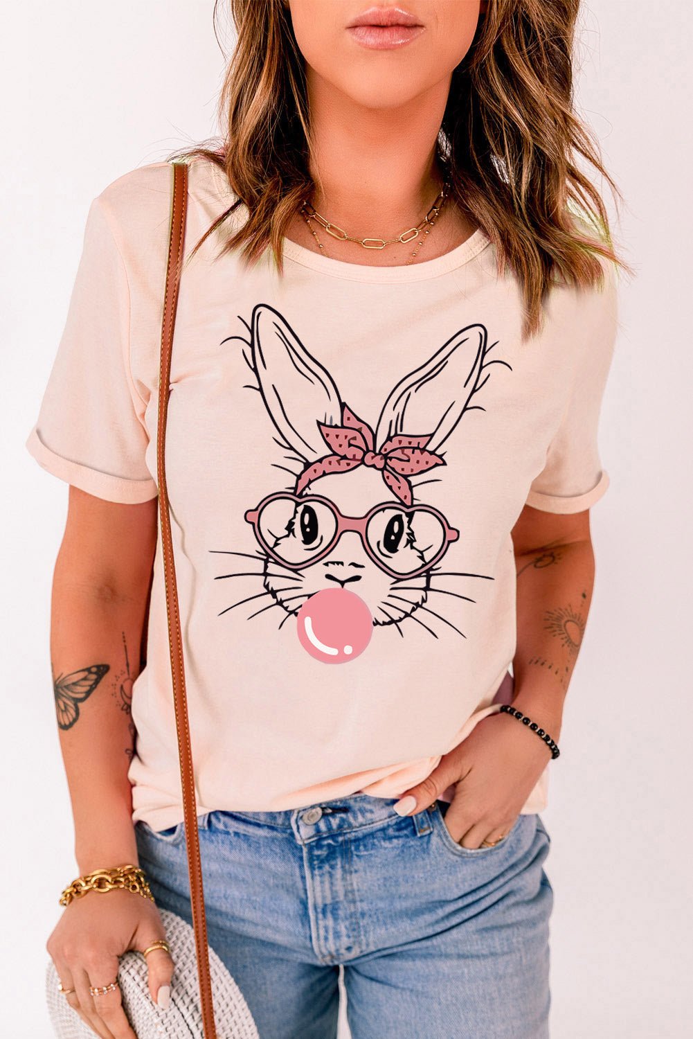 Elegant Rabbit Graphic Easter Tee Shirt - adritiX