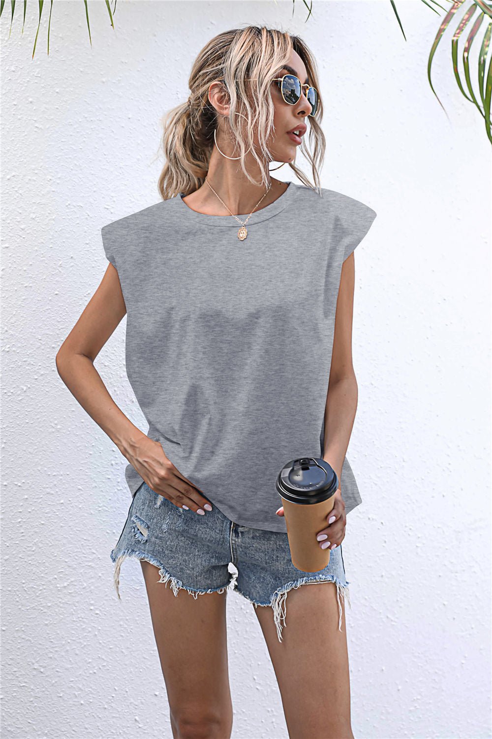 Elegant Round Neck Cap Sleeve Tee - adritiX