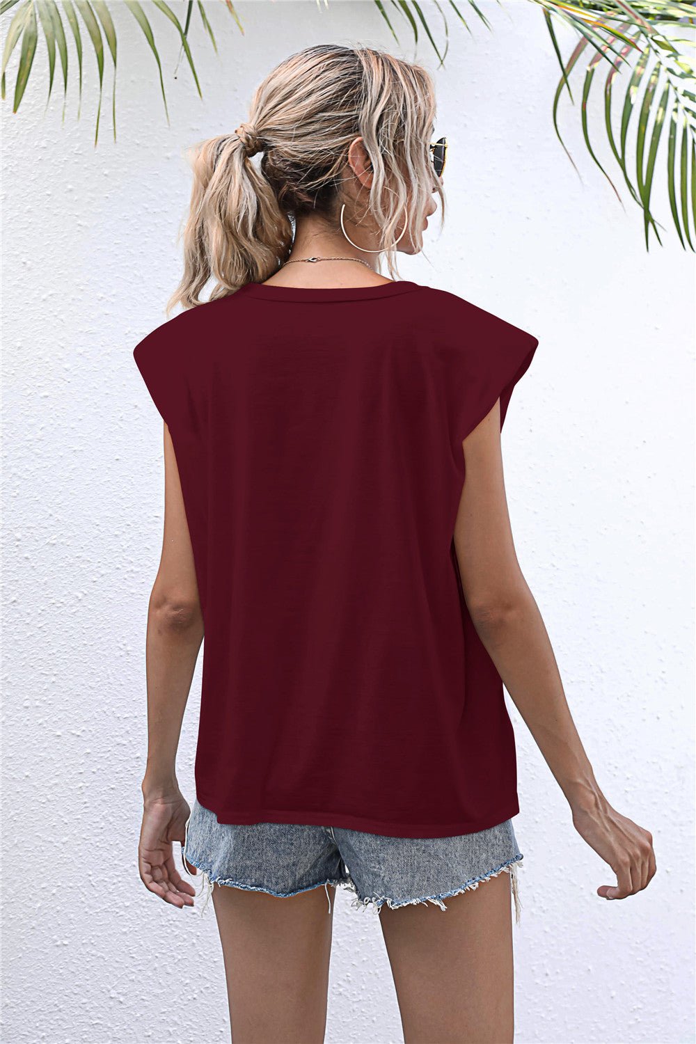 Elegant Round Neck Cap Sleeve Tee - adritiX