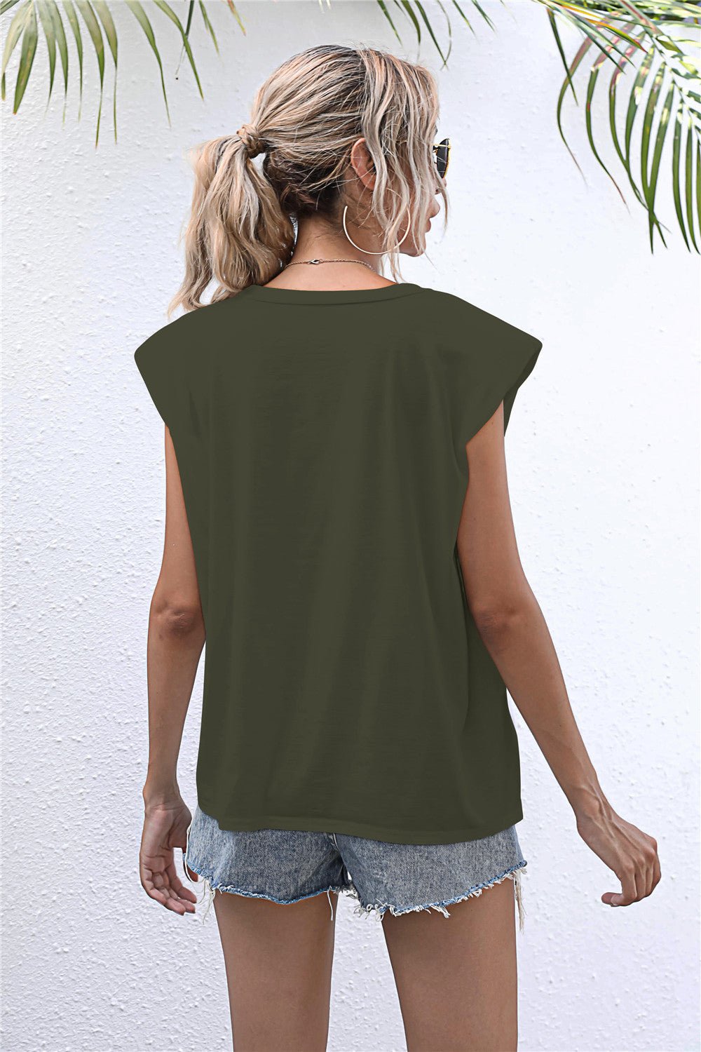 Elegant Round Neck Cap Sleeve Tee - adritiX