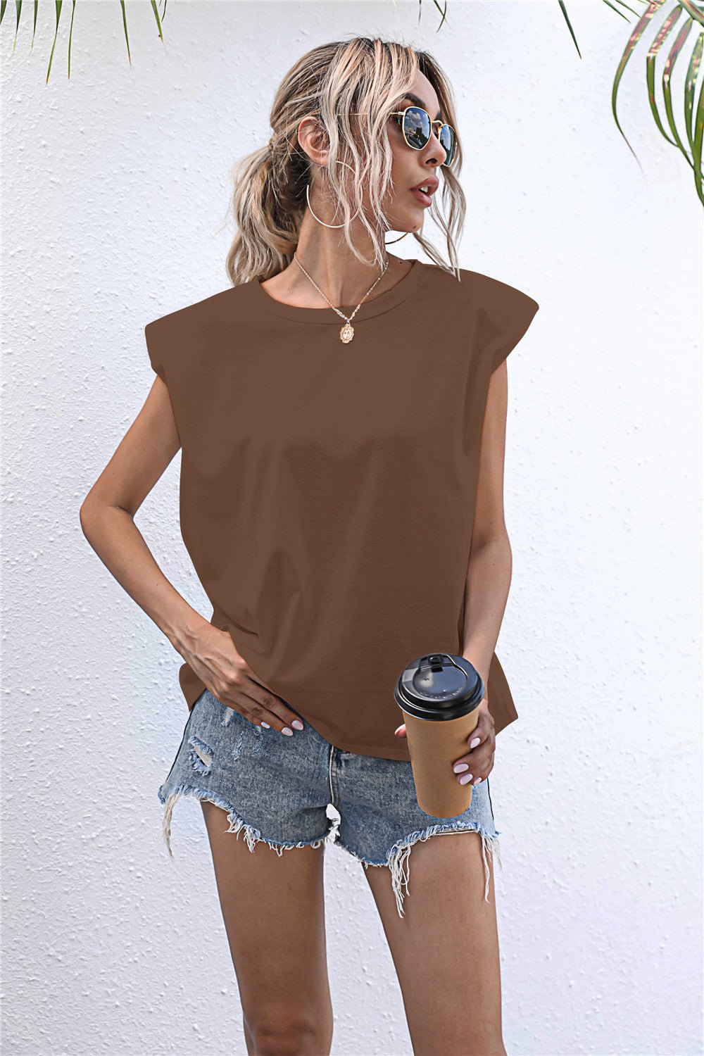 Elegant Round Neck Cap Sleeve Tee - adritiX