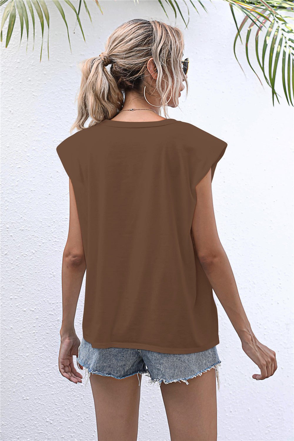 Elegant Round Neck Cap Sleeve Tee - adritiX