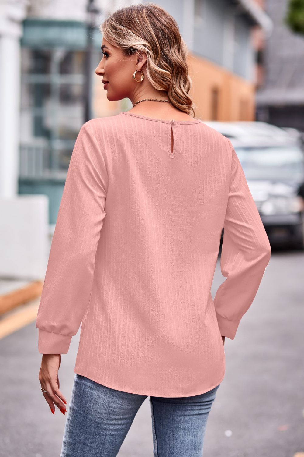 Elegant Round Neck Long Sleeve Tee - adritiX