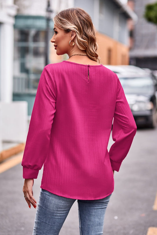 Elegant Round Neck Long Sleeve Tee - adritiX