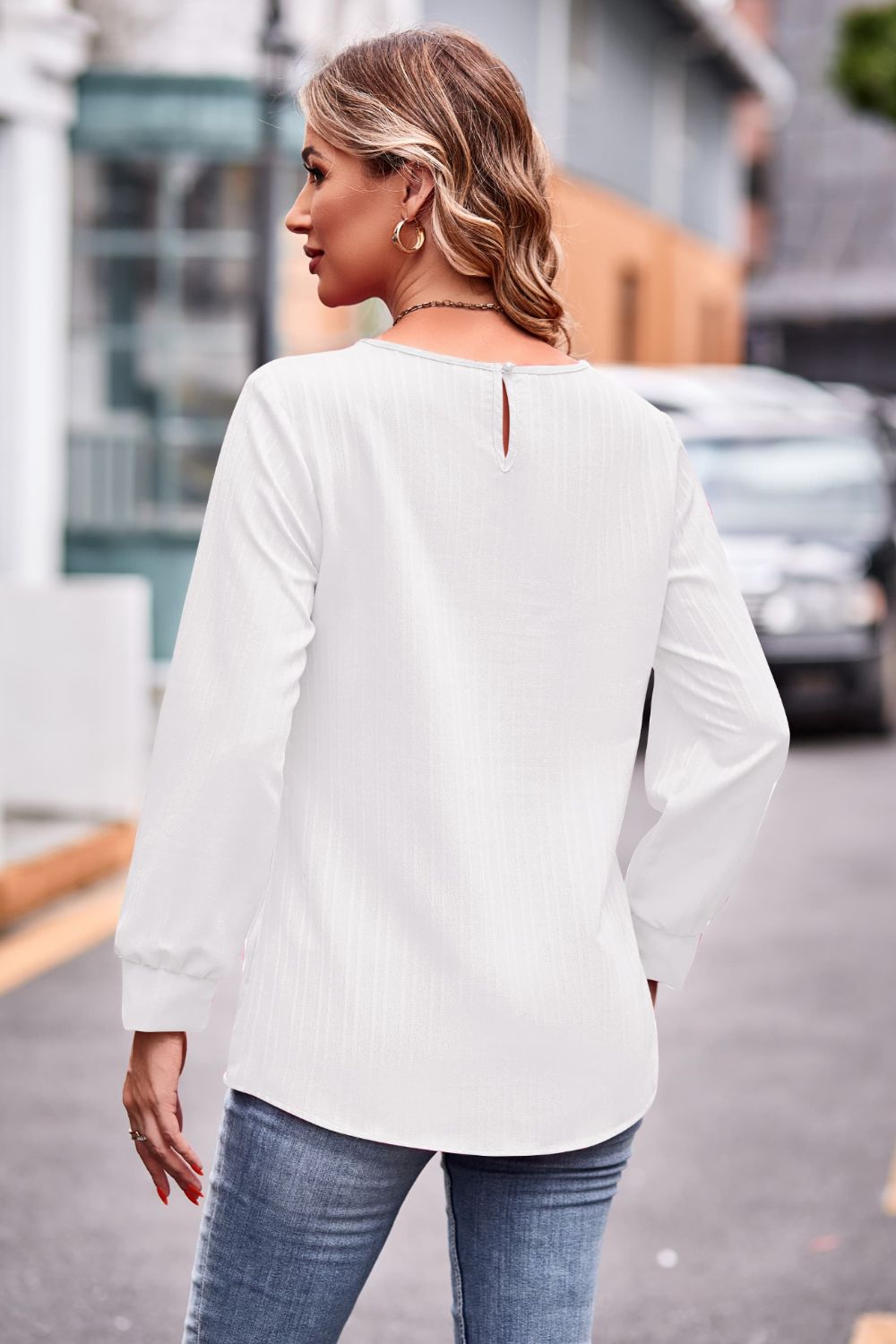 Elegant Round Neck Long Sleeve Tee - adritiX