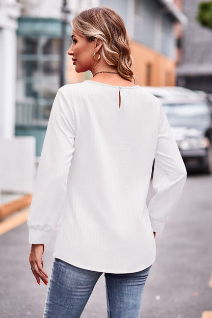 Elegant Round Neck Long Sleeve Tee - adritiX