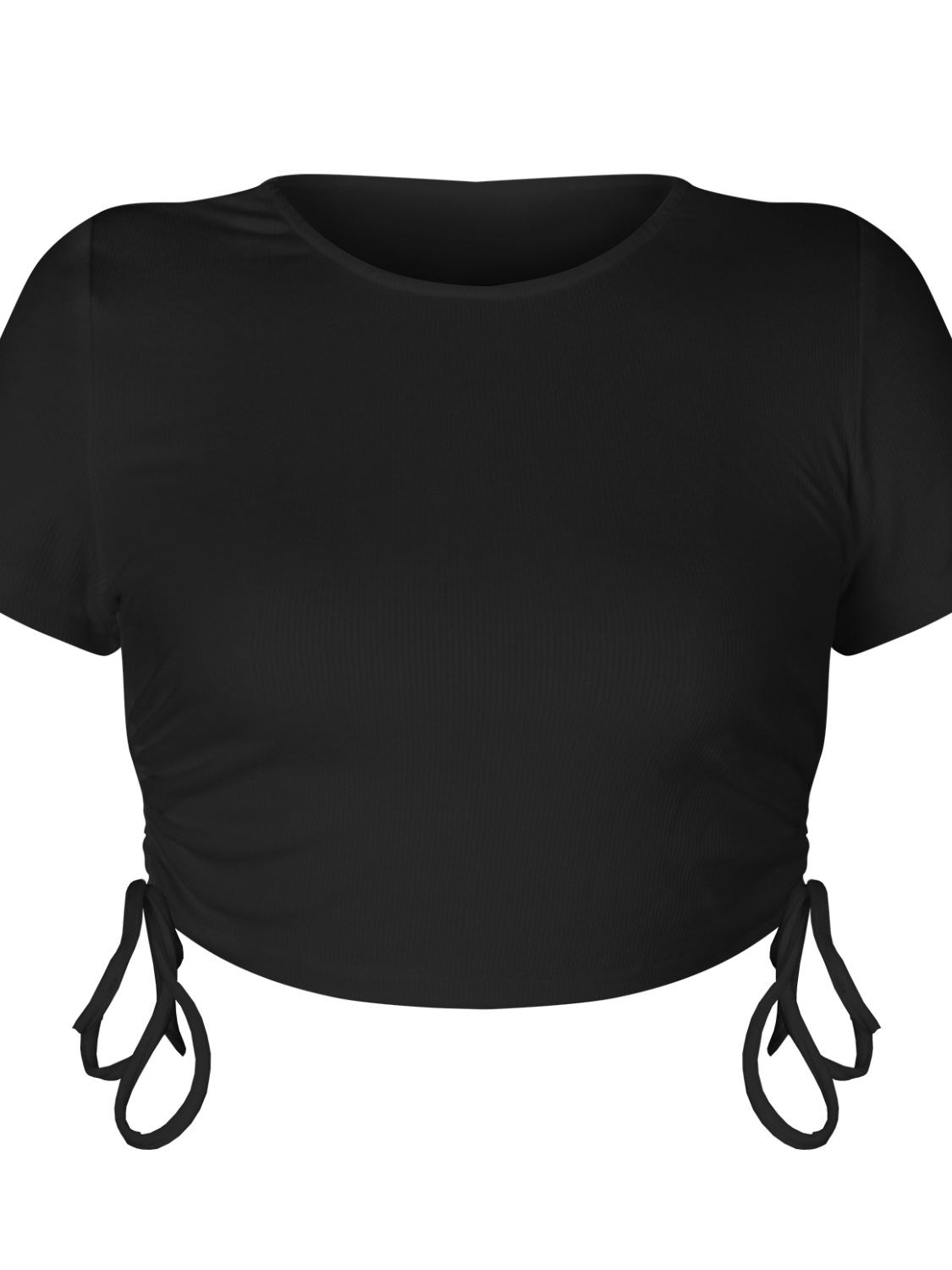 Elegant Round Neck Short Sleeve Drawstring Tee - adritiX