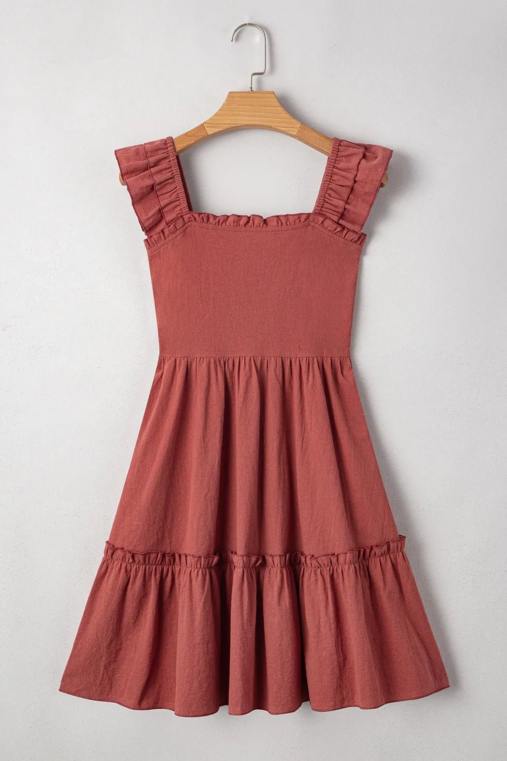Elegant Ruffled Smocked Cap Sleeve Mini Dress - adritiX