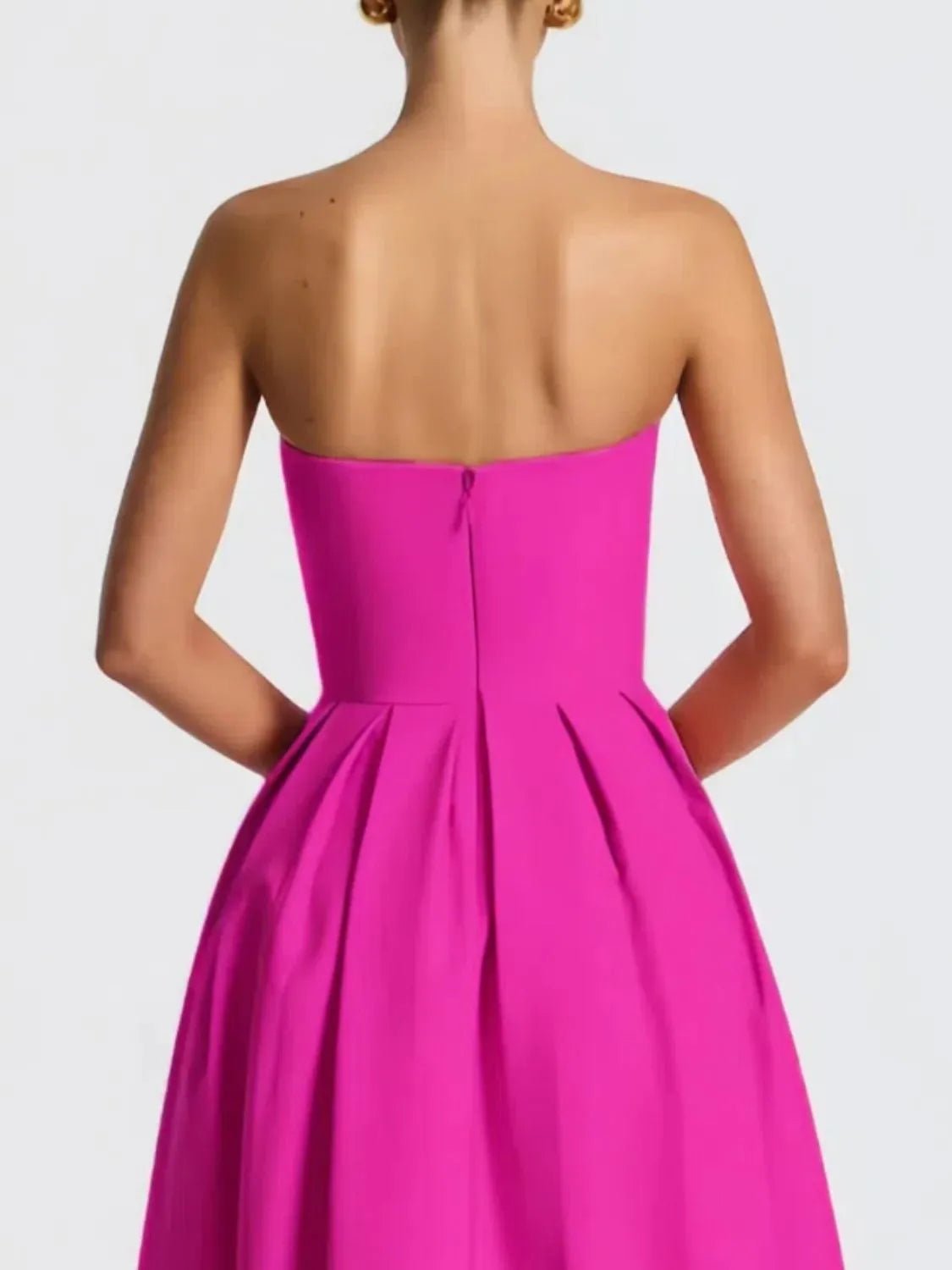 Elegant Solid Color Tube Midi Dress - adritiX