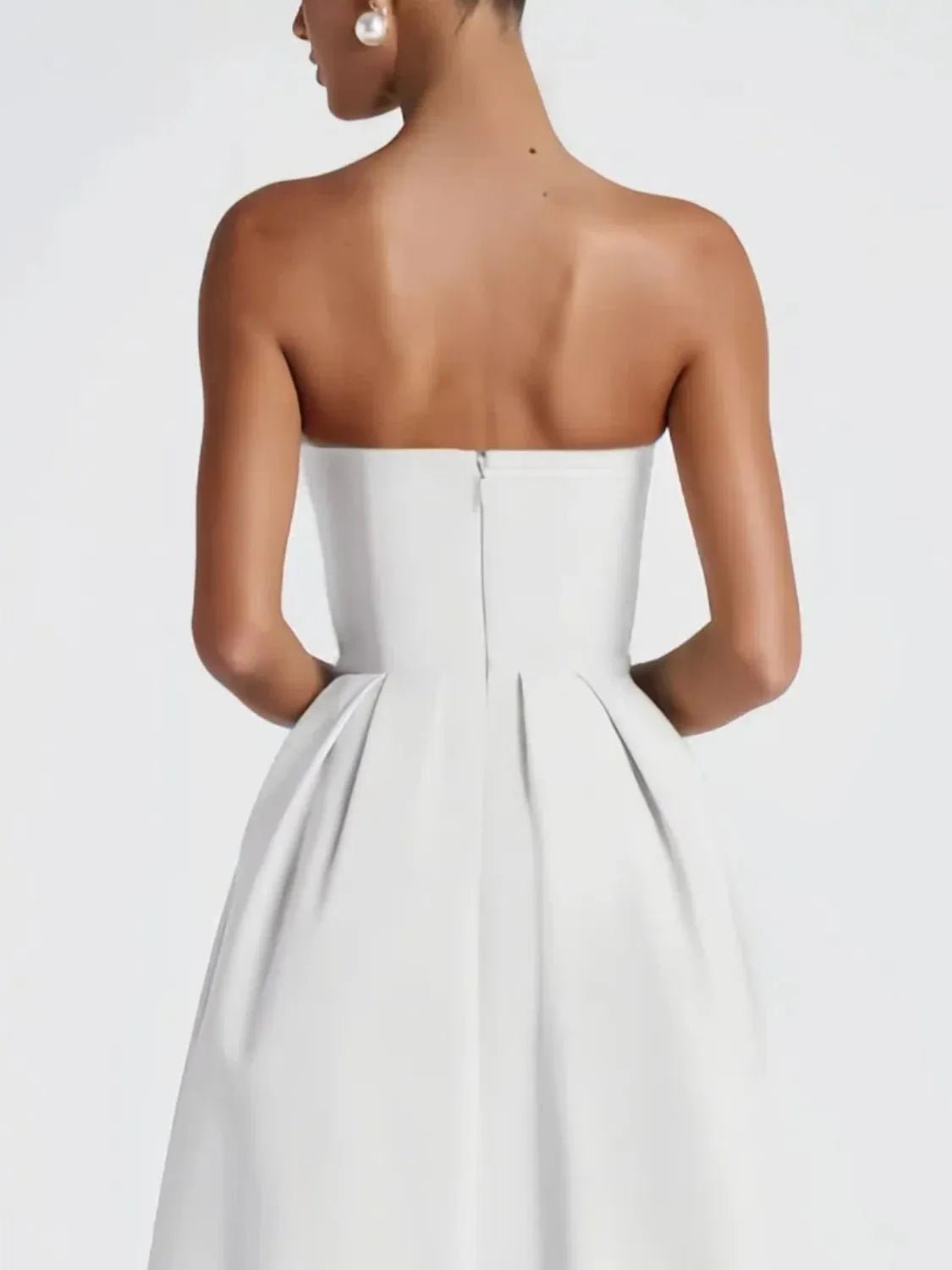 Elegant Solid Color Tube Midi Dress - adritiX