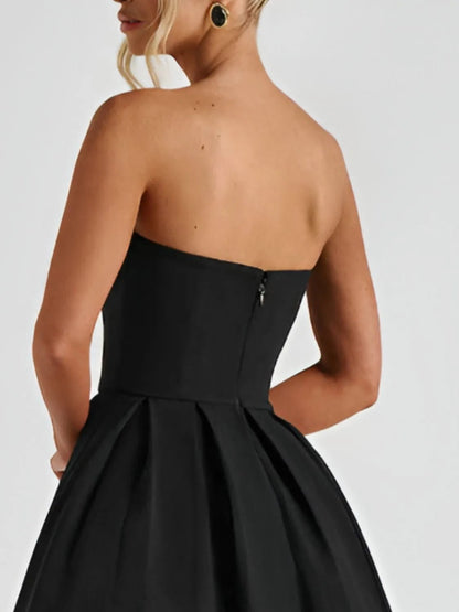 Elegant Solid Color Tube Midi Dress - adritiX