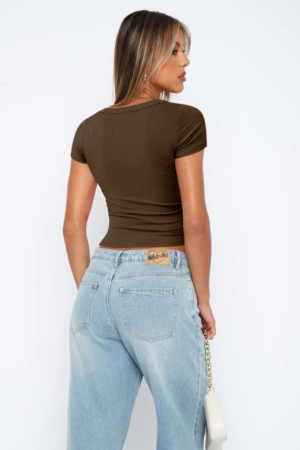 Elegant Square Neck Short Sleeve Tee - adritiX