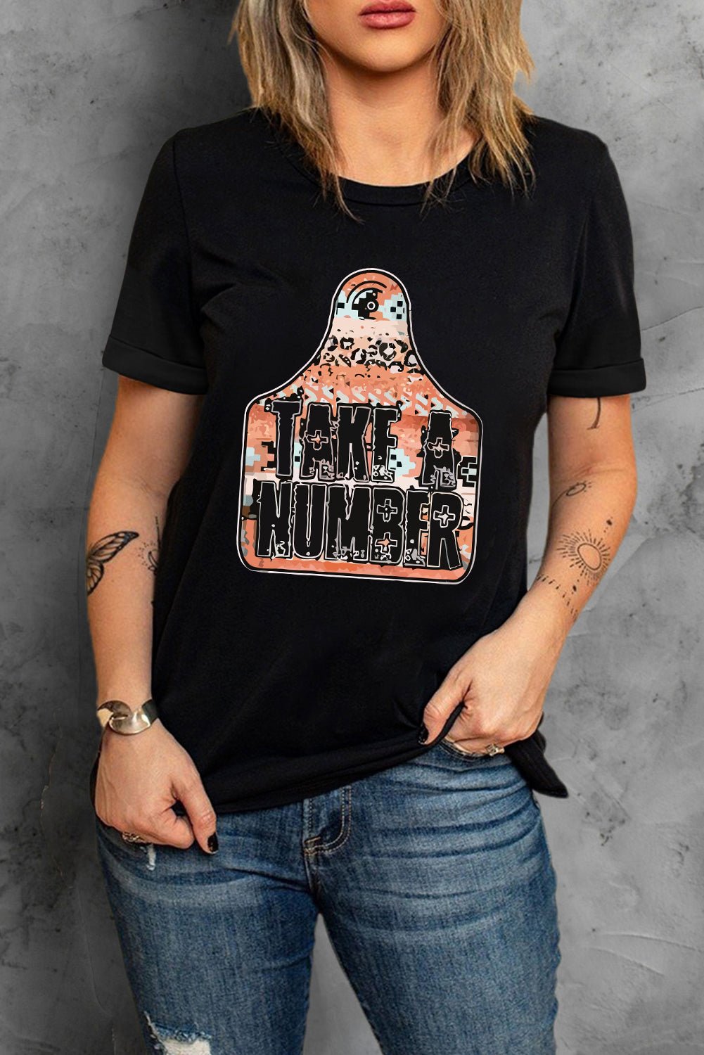 Elegant TAKE A NUMBER Graphic Tee - adritiX