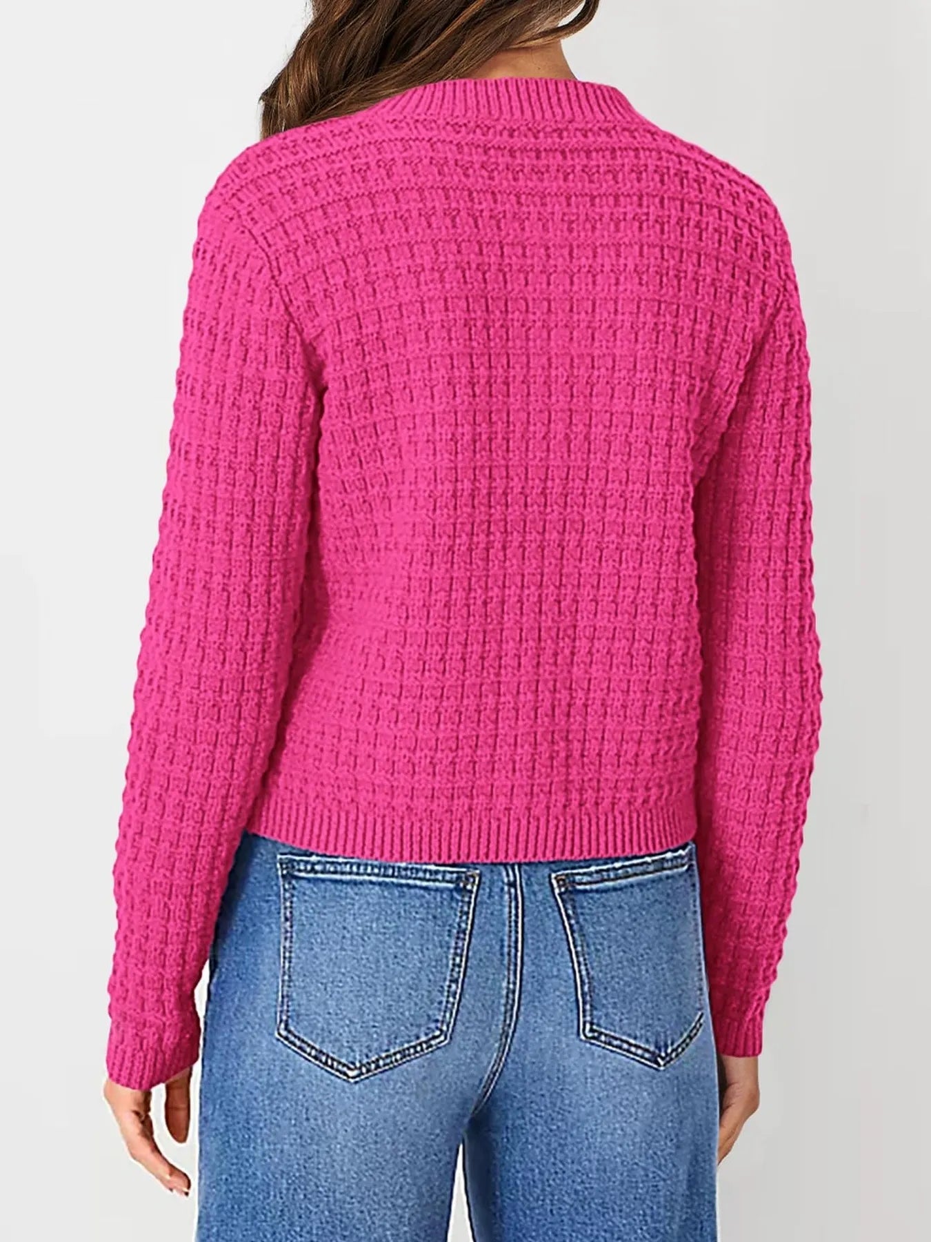 Elegant Textured Knit Button - Front Cardigan - adritiX