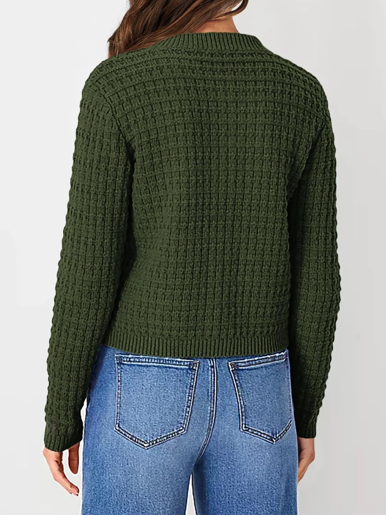 Elegant Textured Knit Button - Front Cardigan - adritiX