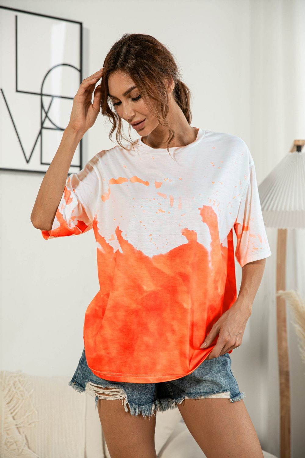 Elegant Tie - Dye Round Neck Tee Shirt - adritiX