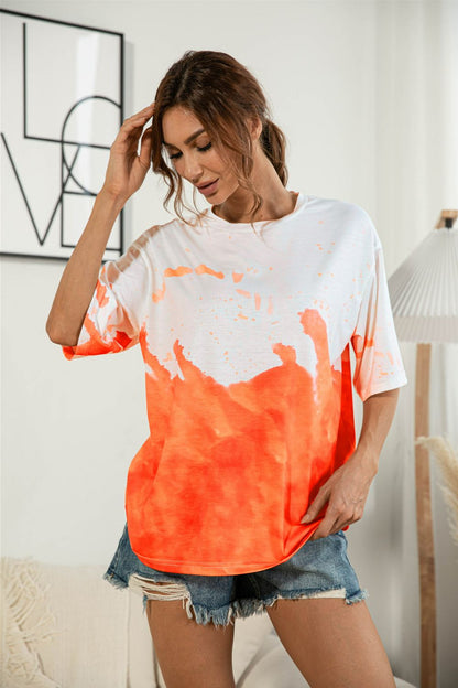 Elegant Tie - Dye Round Neck Tee Shirt - adritiX