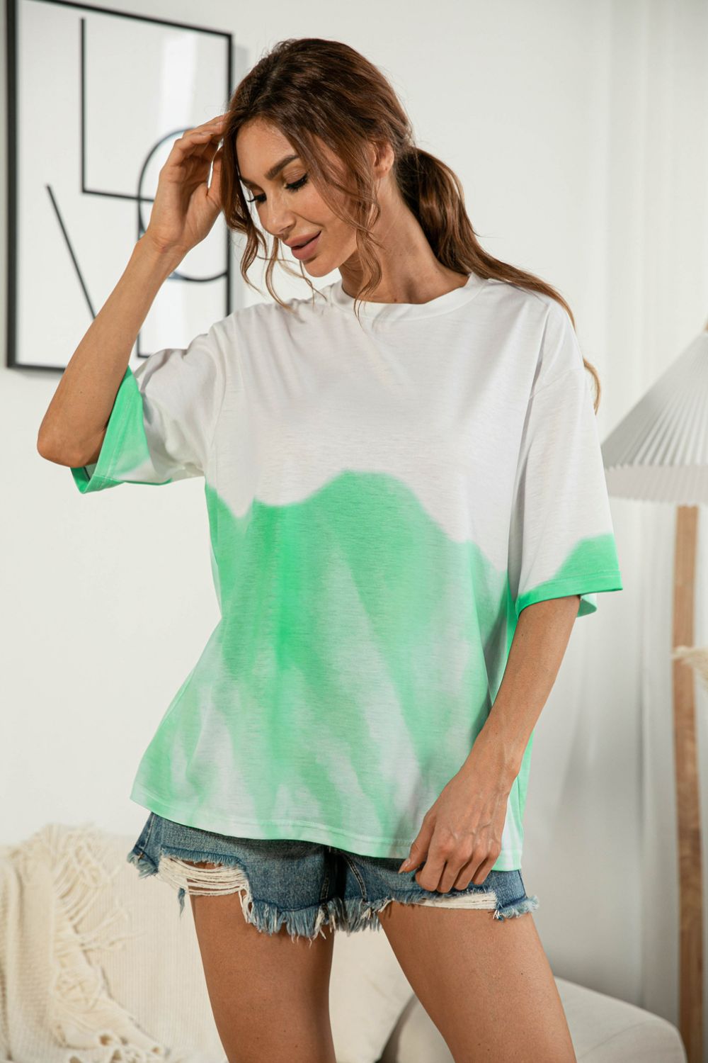 Elegant Tie - Dye Round Neck Tee Shirt - adritiX