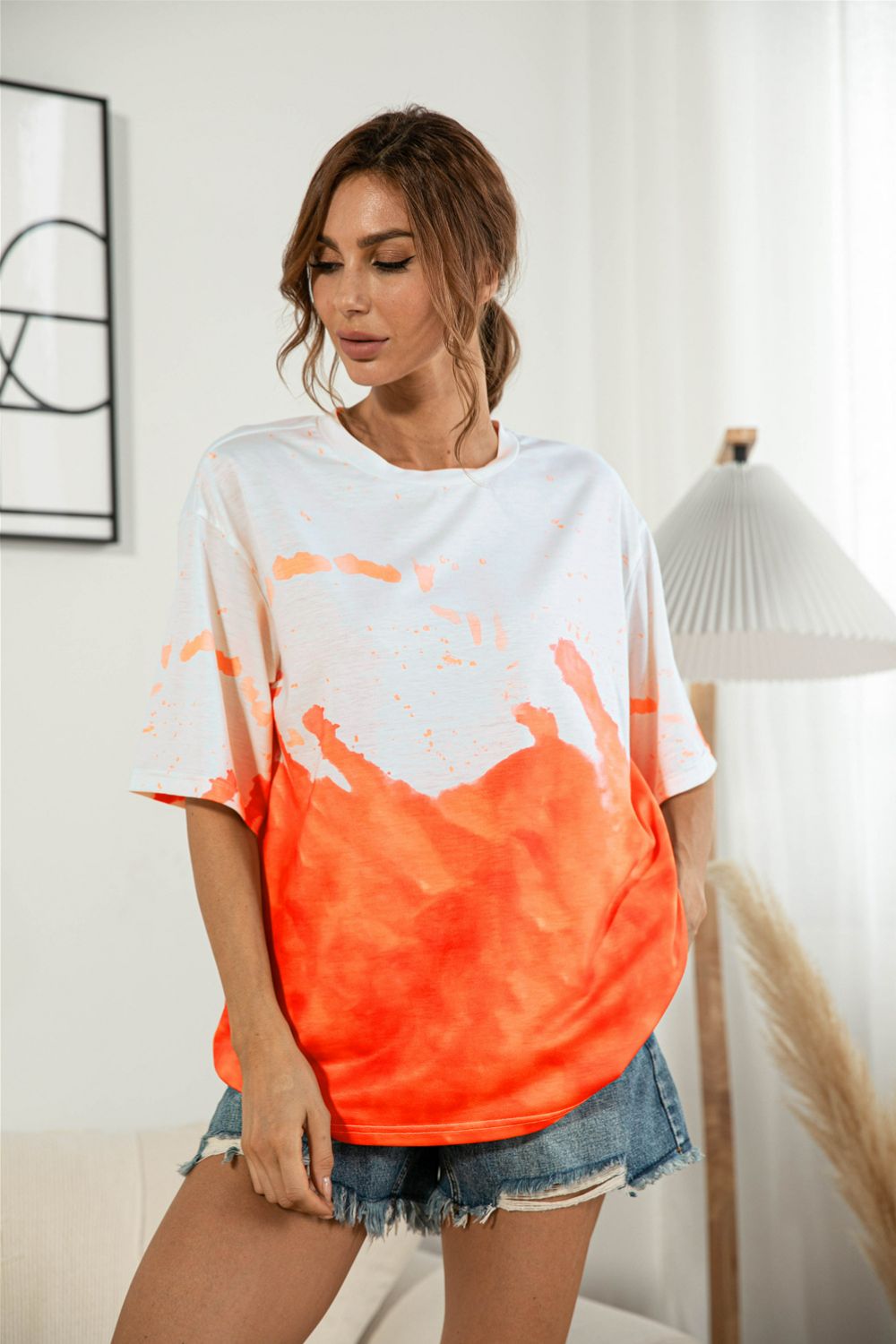 Elegant Tie - Dye Round Neck Tee Shirt - adritiX