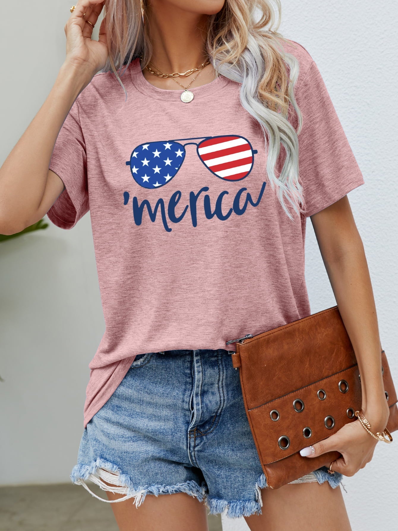 Elegant US Flag Glasses Graphic Tee - adritiX