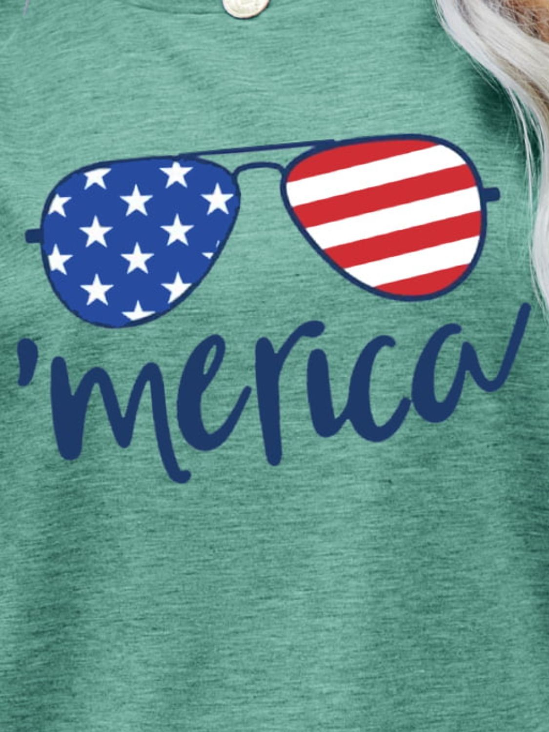 Elegant US Flag Glasses Graphic Tee - adritiX