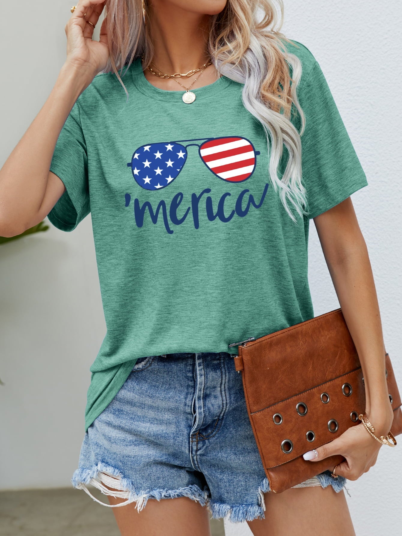 Elegant US Flag Glasses Graphic Tee - adritiX