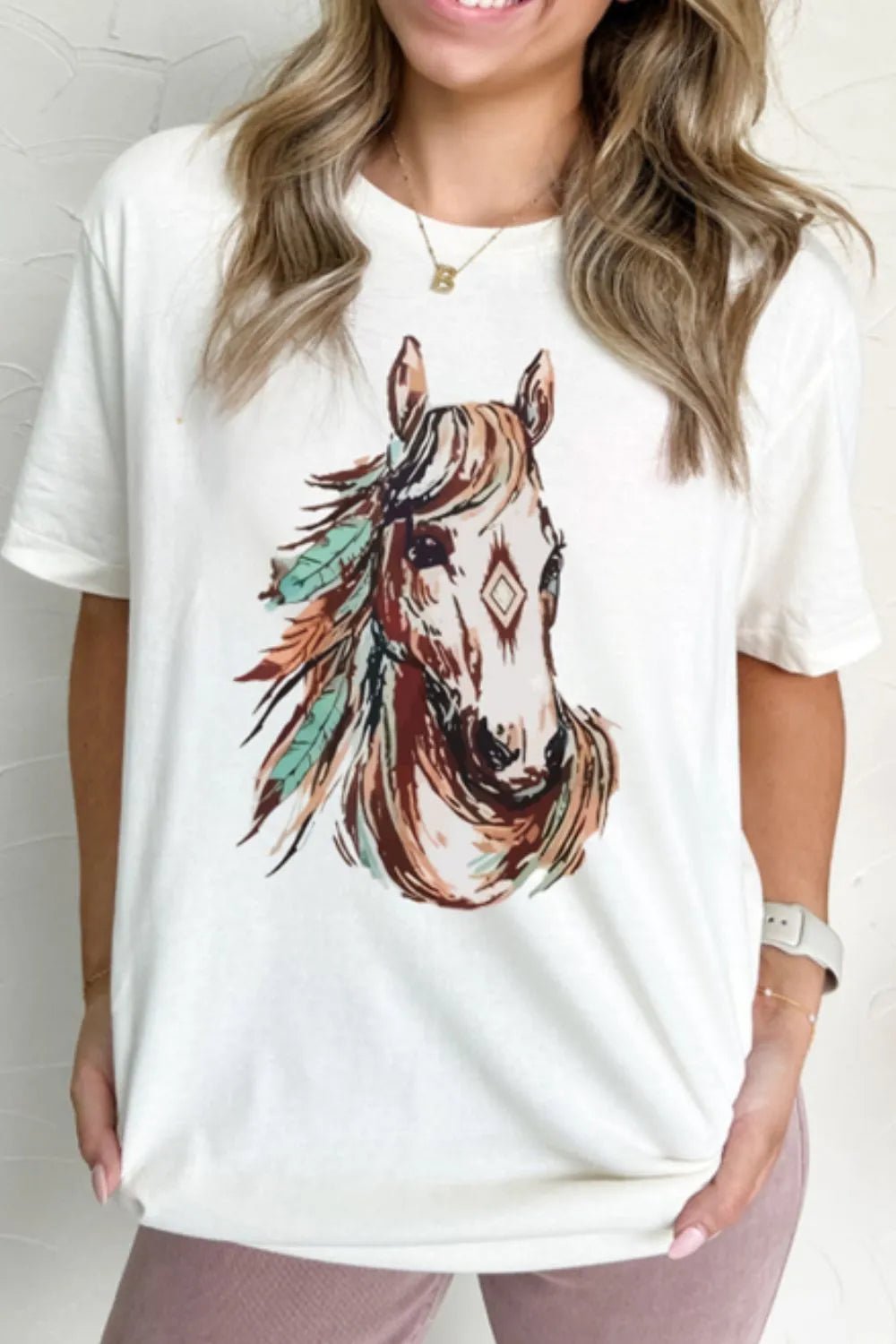 Elegant Western Aztec Horse Graphic Tee - adritiX