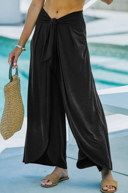 Elevate Your Style: Knotted Waist Relaxed Pants with Chic Split Legs - adritiX