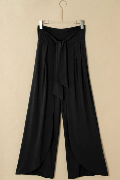 Elevate Your Style: Knotted Waist Relaxed Pants with Chic Split Legs - adritiX