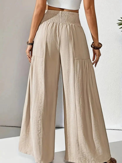 Elevate Your Style: Smocked Waist Wide Leg Pants for Effortless Chic - adritiX