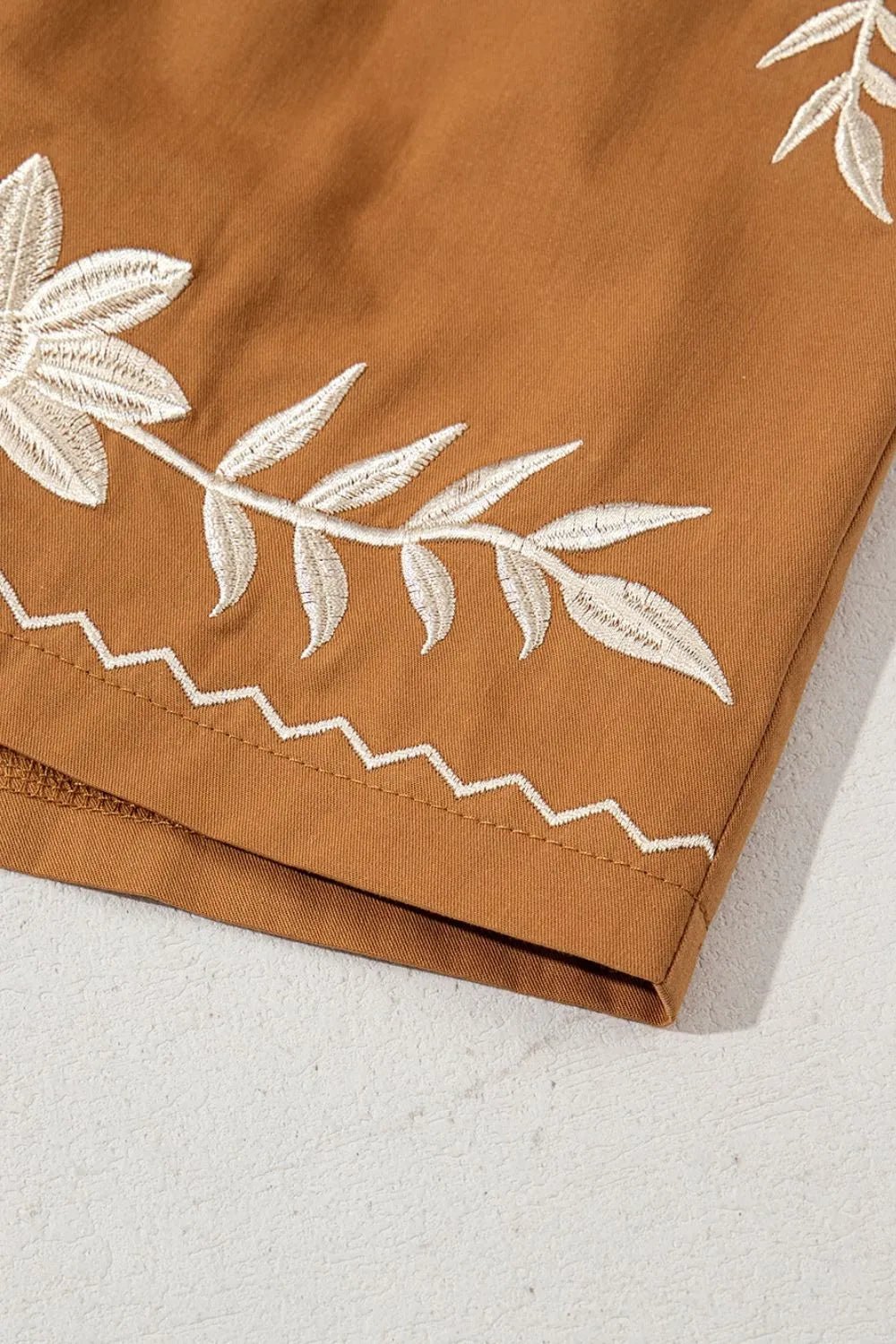 Embroidered Boho Tasseled Drawstring Elastic Waist Casual Shorts - adritiX