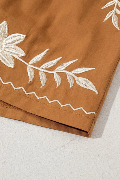 Embroidered Boho Tasseled Drawstring Elastic Waist Casual Shorts - adritiX