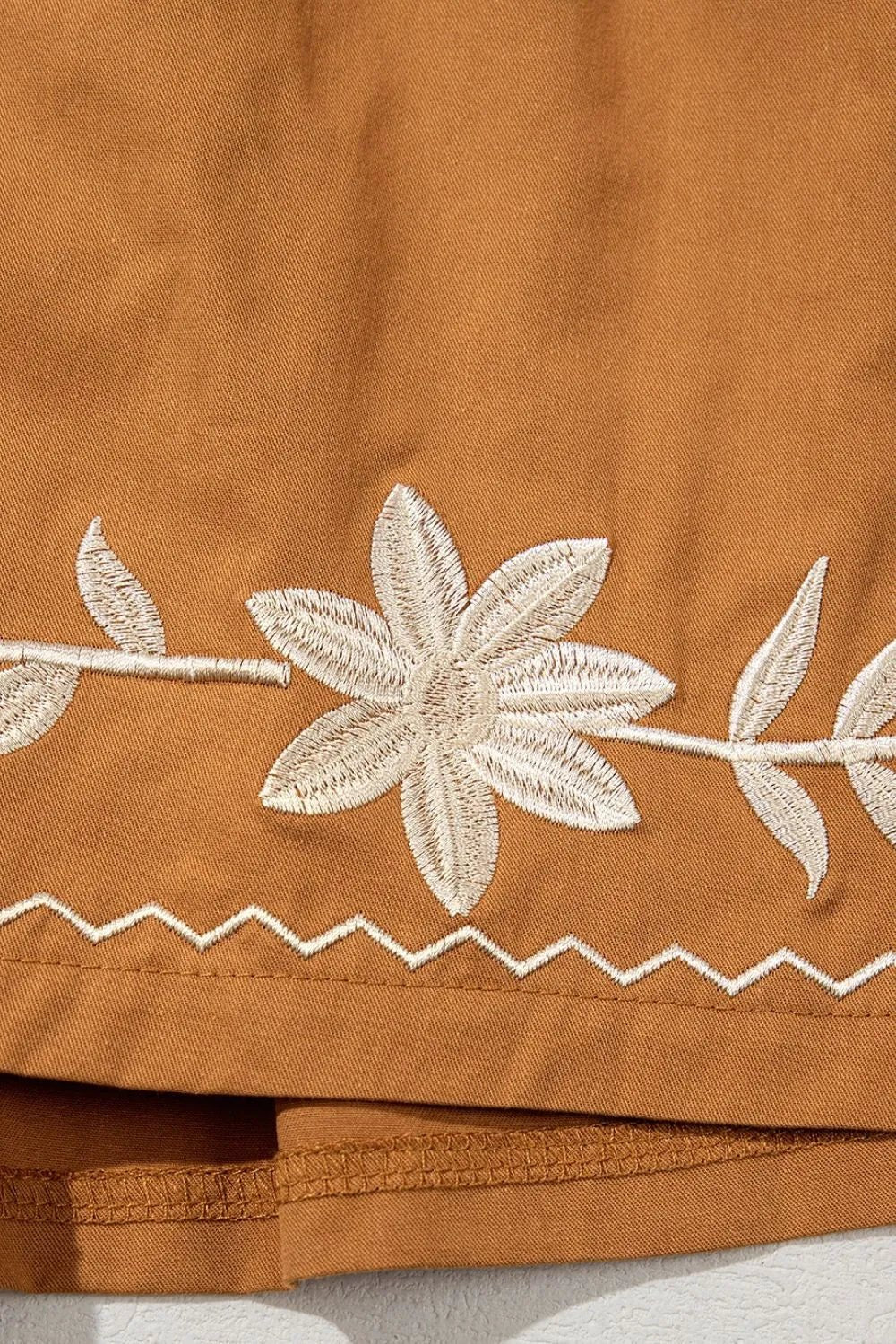 Embroidered Boho Tasseled Drawstring Elastic Waist Casual Shorts - adritiX