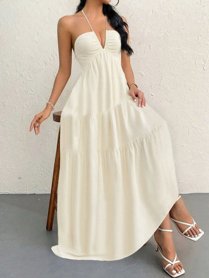 Halter Neck Tiered Maxi Dress - adritiX