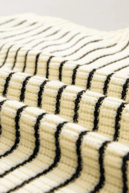 Stripe Turn-Down Johnny Collar Sweater Vest - adritiX