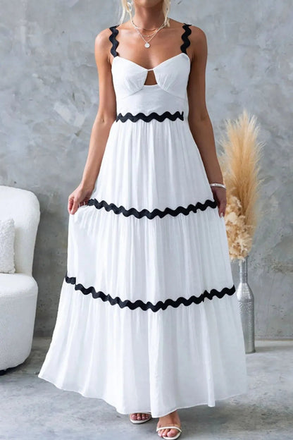 Tiered Maxi Dress with Scalloped Trim - adritiX