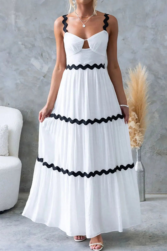 Tiered Maxi Dress with Scalloped Trim - adritiX