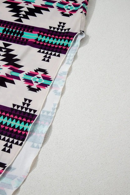 Aztec Print V-Neck Midi Dress - adritiX