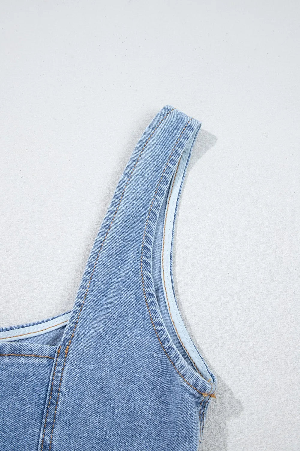 Square Neck Wide Strap Denim Dress - adritiX