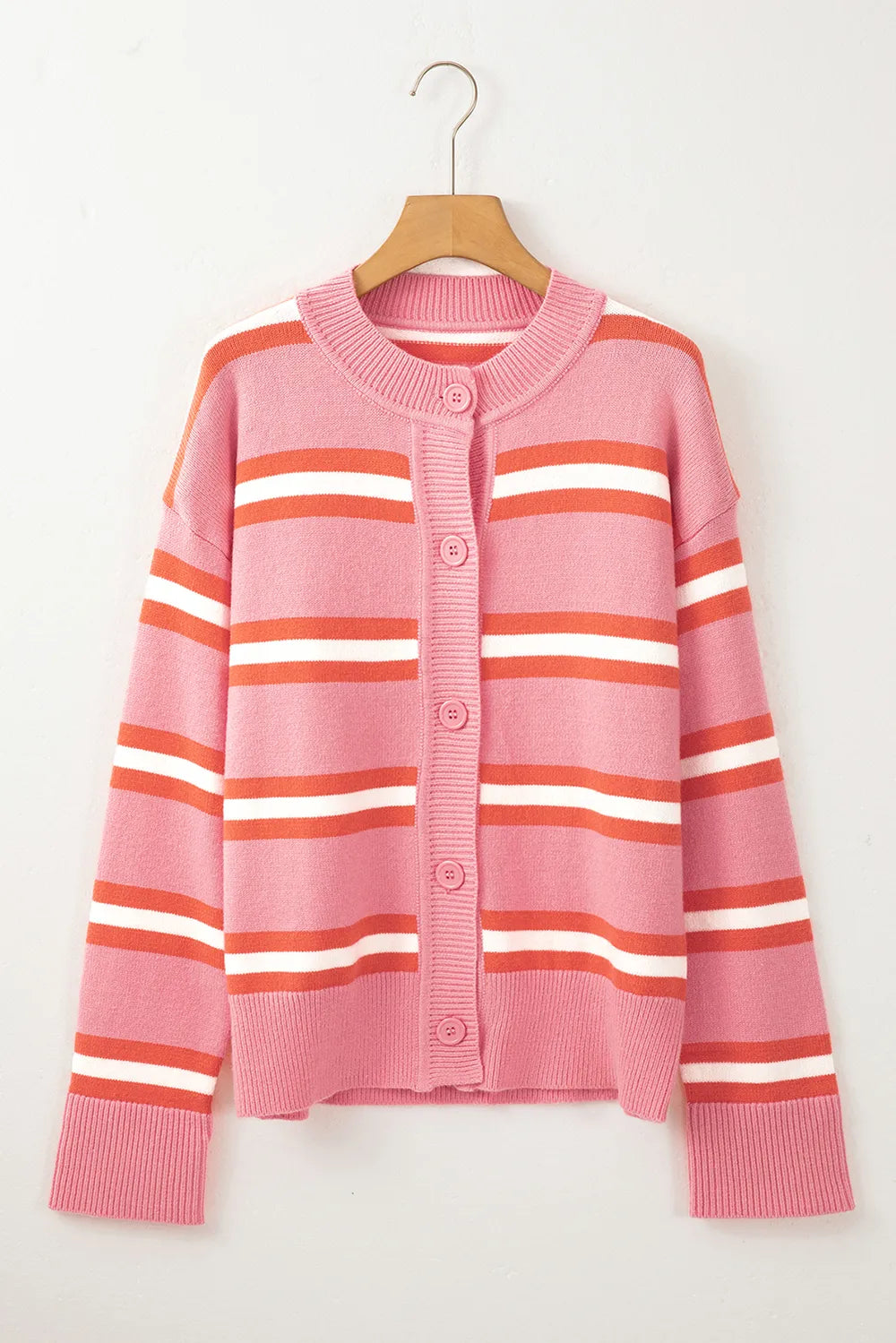 Striped Button Down Long Sleeve Cardigan - adritiX