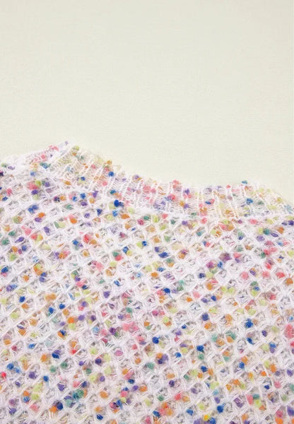 Confetti Round Neck Long Sleeve Sweater - adritiX