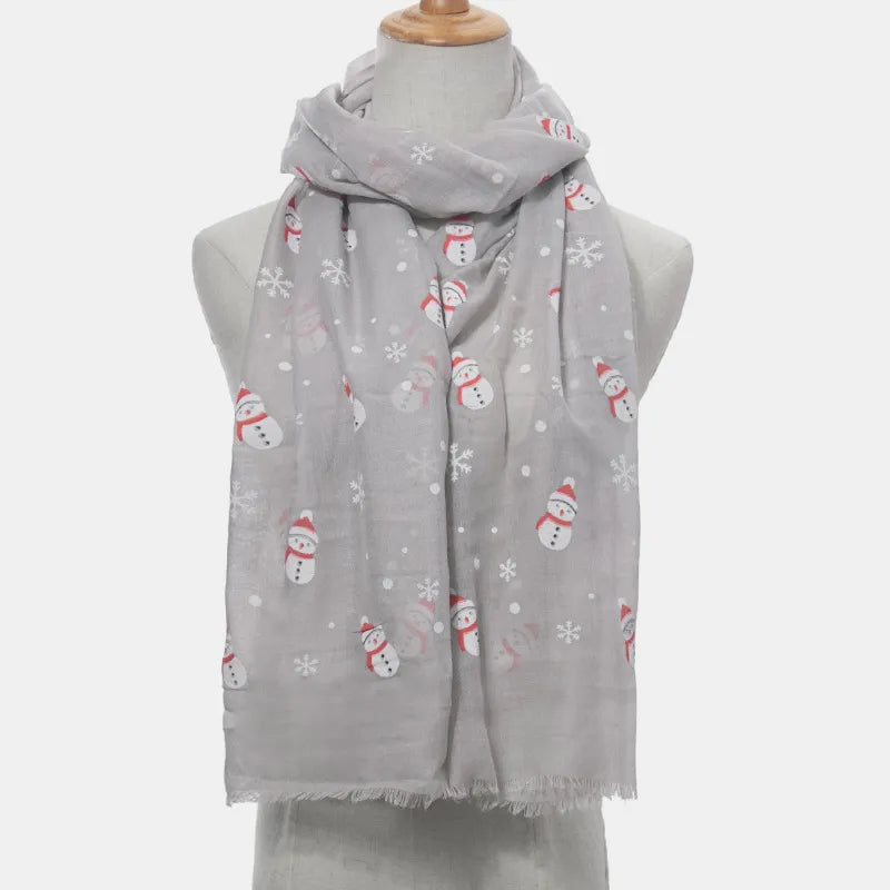 Fringe Snowman Polyester Scarf - adritiX
