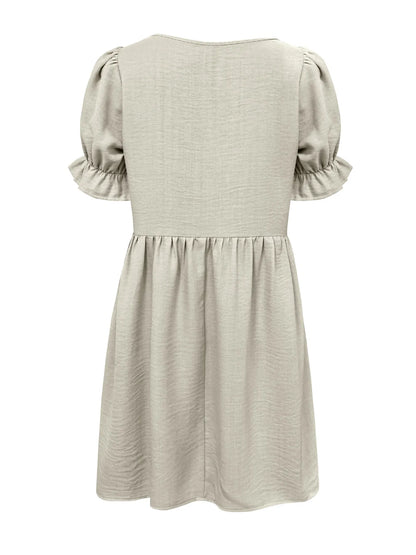 Puff Sleeve Babydoll Mini Dress - adritiX