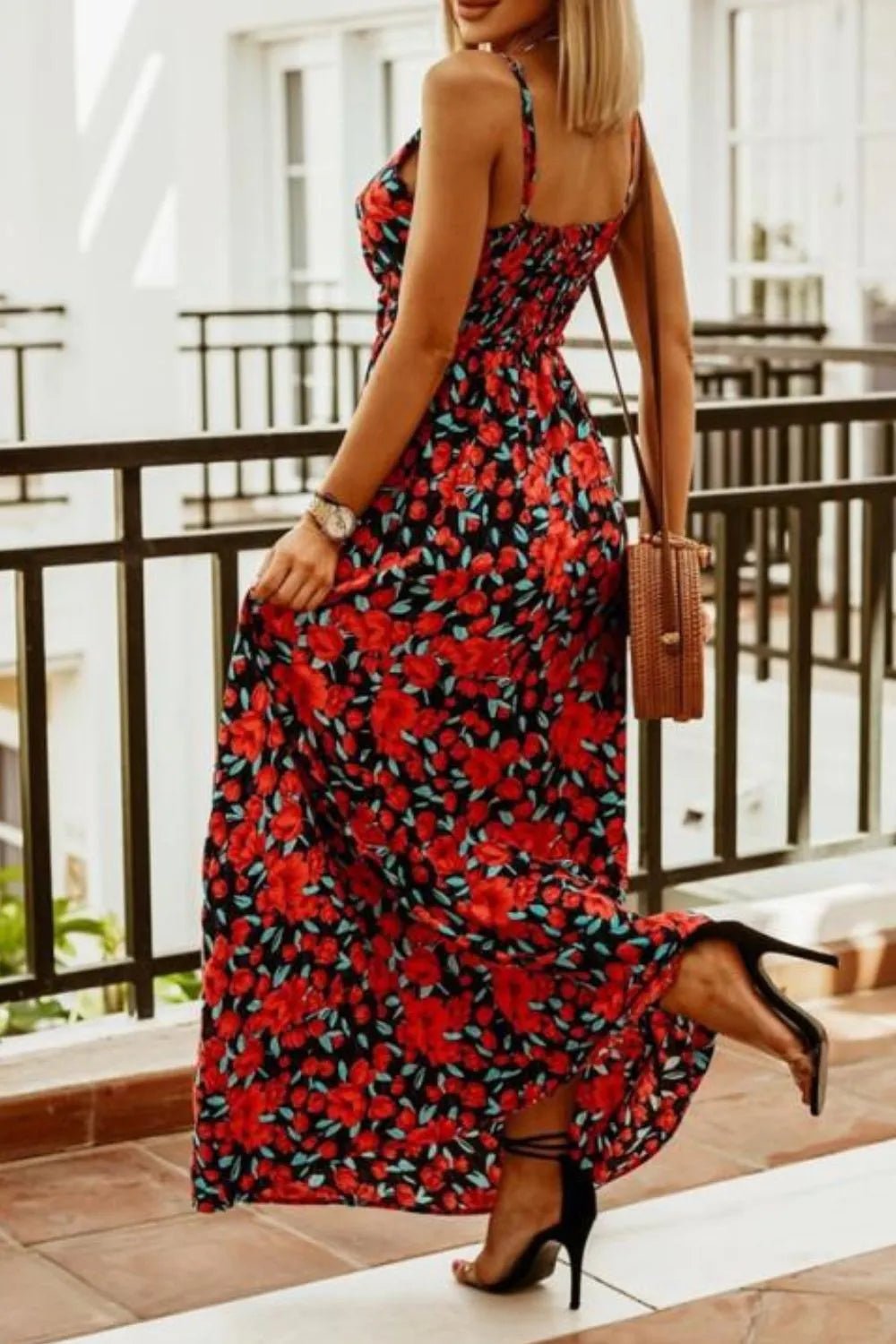 Printed Spaghetti Strap Maxi Dress - adritiX