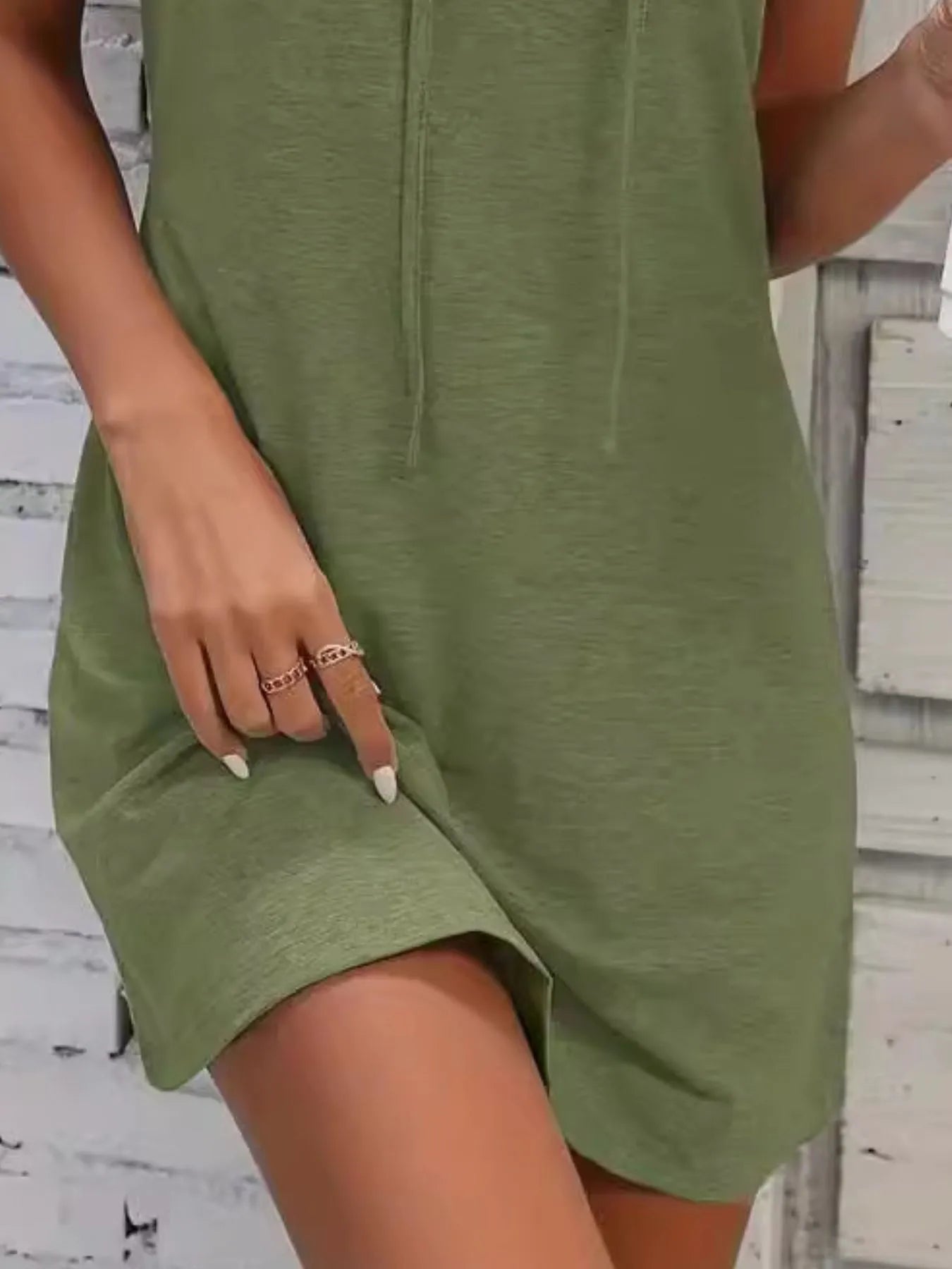 Full Size Drawstring Casual Sleeveless Hooded Mini Dress Plus Size - adritiX