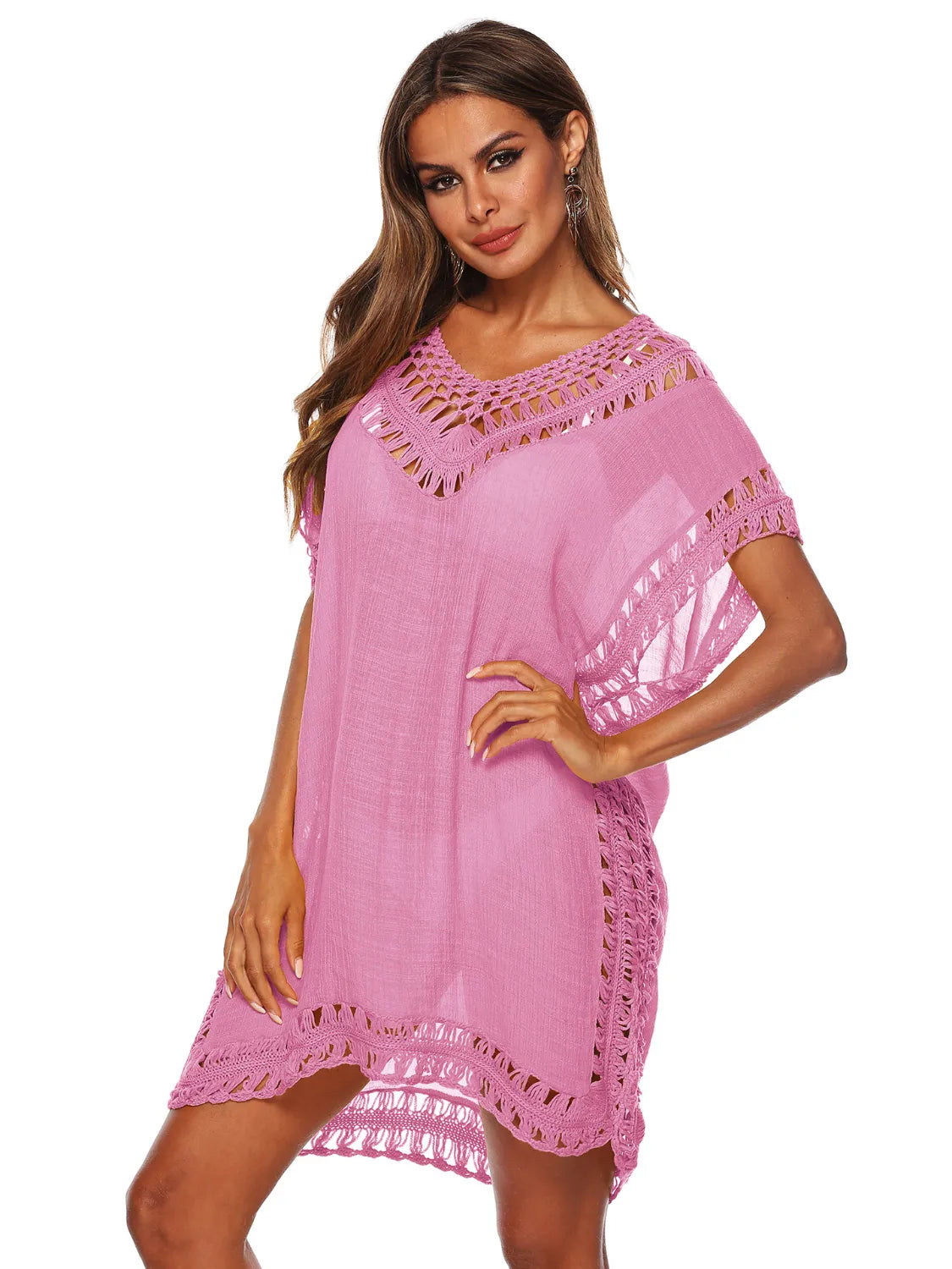 Bohemian Crochet Trim Beach Cover Up Dress - adritiX