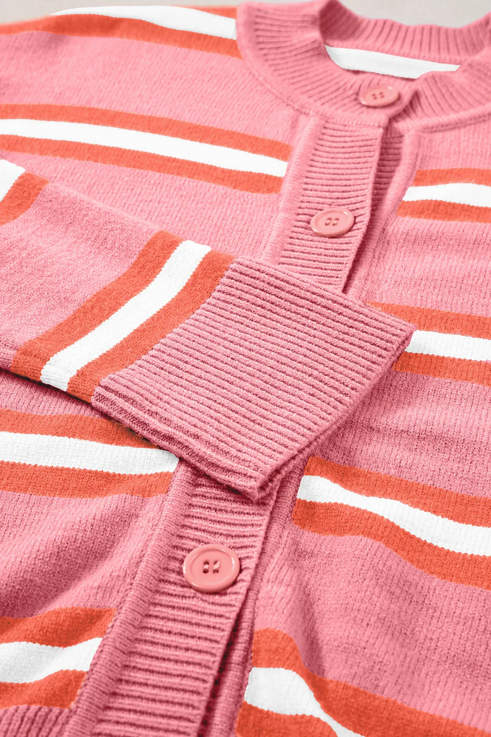 Striped Button Down Long Sleeve Cardigan - adritiX