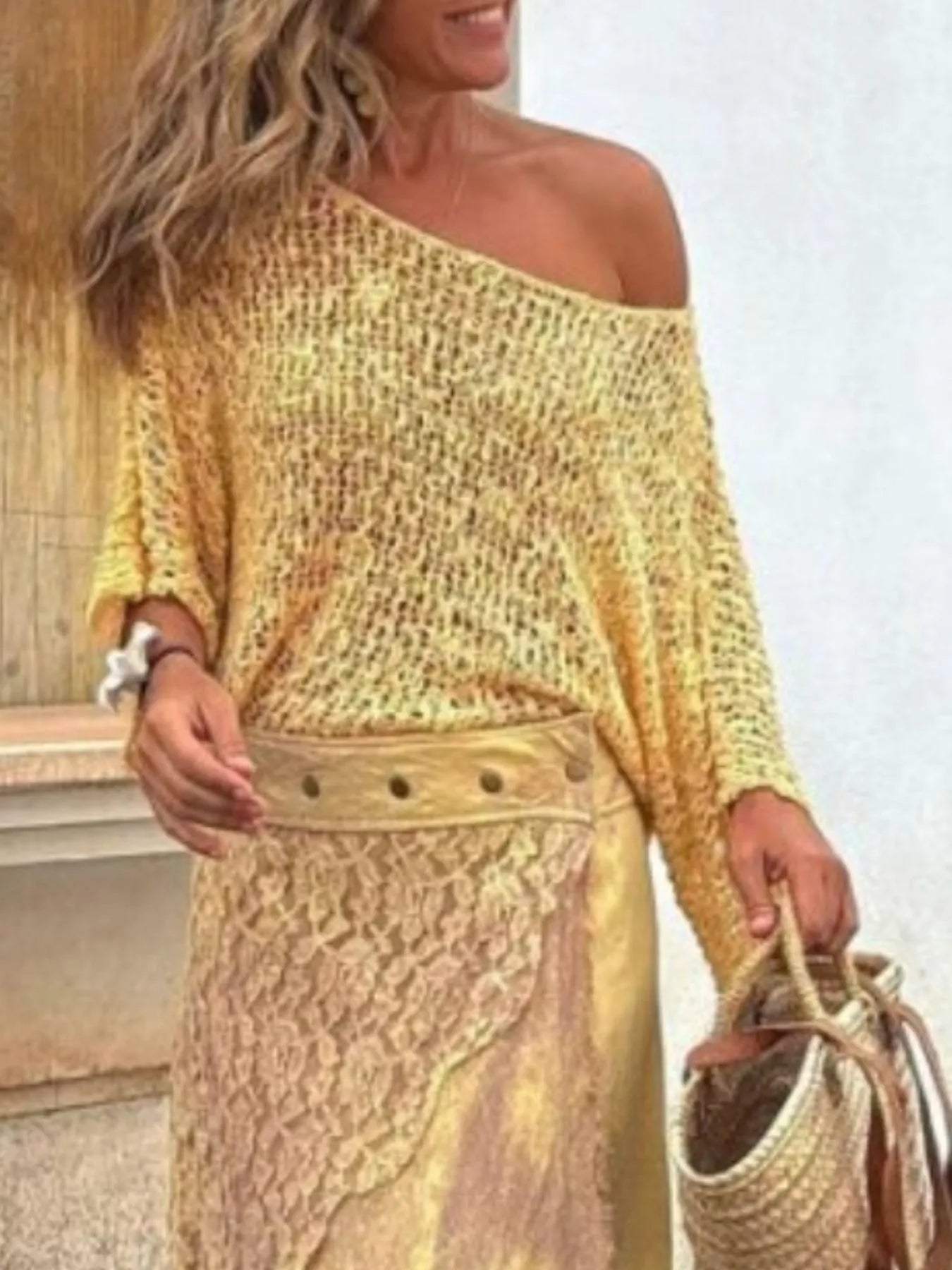 Crochet Boat Neck Knit Cover Up - adritiX