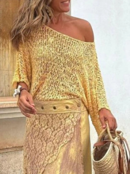 Crochet Boat Neck Knit Cover Up - adritiX