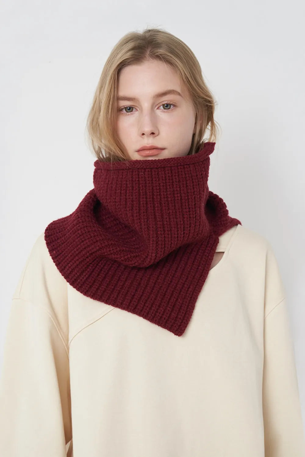 Slit Pullover Knit Scarf - adritiX